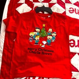Merry Christmas Charlie Brown red 5/6 kids short sleeve tee shirt
